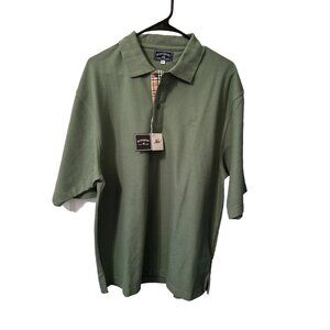 NWT JEZEQUEL Men's Golf Polo Shirt Green Contrast Color Button Size XL